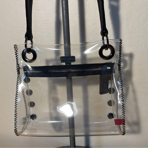 Hammitt Tony Small Bag Clear Plastic / Black Leather / Gunmetal Hardware - Picture 4 of 15